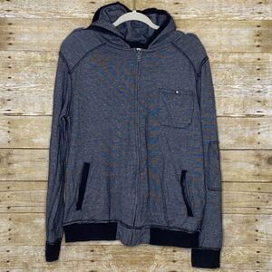 BUCKLE BKE MEN'S STRIPED CASUAL EVERYDAY WARM FULL ZIP HOODED JACKET SIZE LARGE